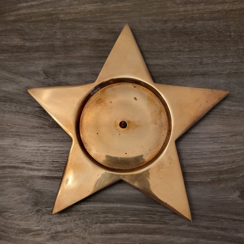Vintage Brass Star-Shaped Candle Holder